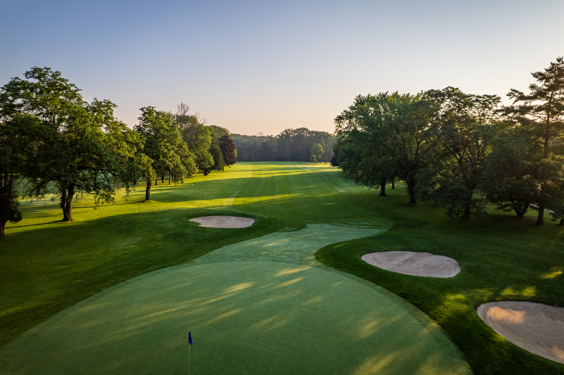 Brown County Golf Course fairway at sunrise